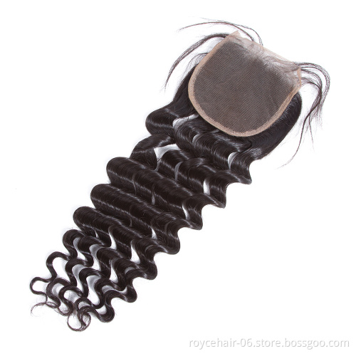 Royce Unprocessed Virgin 100% Human Hair  Brazilian Hair Bundles with Lace Closure Loose Deep Wave
